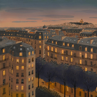 Papier peint panoramique Toits de Paris Nuit