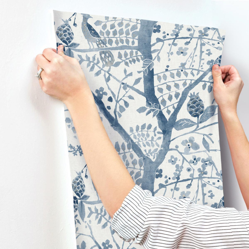 Peacock Block Print Wallpaper - York Wallcoverings
