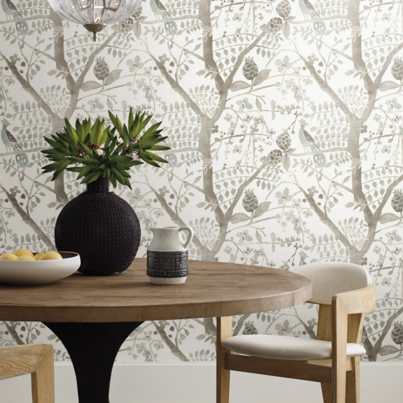 Peacock Block Print Wallpaper - York Wallcoverings