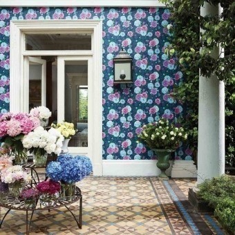 Papier peint Duchess Garden Ink/Pink/Magenta/Turquoise Matthew Williamson