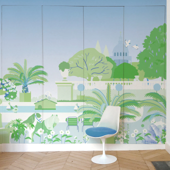 Papier peint panoramique Jardin du Luxembourg Vert 150x330 cm - 3 lés - Partie B Little Cabari