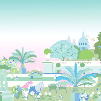 Papier peint panoramique Jardin du Luxembourg Rose