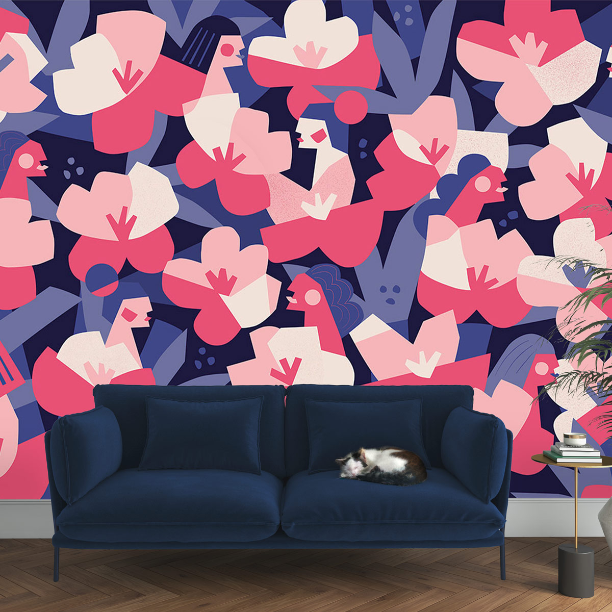 Papier peint panoramique Femmes Fleurs - Etoffe.com x Claire Prouvost, image size:1200x1200