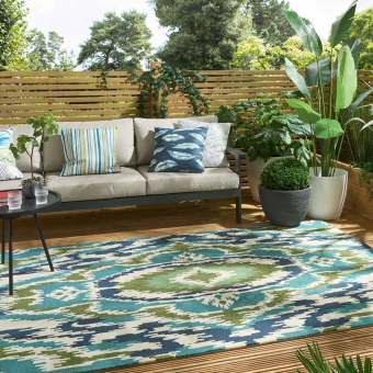 Tapis Ixora in-outdoor Emerald/Palm Chartreuse Harlequin