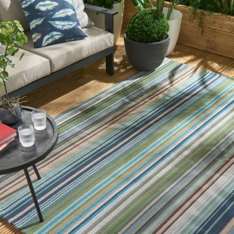 Spectro Stripes Emerald in-outdoor Rug