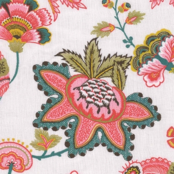 Midsummer Floral embroidered Fabric Taupe Mindthegap