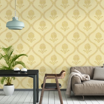 Granada Wallpaper Eggshell/Gold Morris and Co
