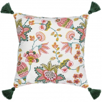 Midsummer Floral Embroidered Cushion 50x50 cm Mindthegap