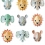 Carta da parati Wild animals Studio Ditte Multicolore Wild-animals-wallpaper