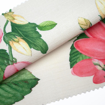 Pink Lotus Fabric Ivory Clarke and Clarke
