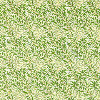 Willow Bough Cotton Linen Fabric Leaf Green Morris and Co