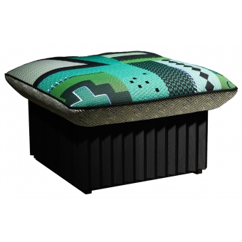 Hopi black stained solid ash ottoman Vert La Chance
