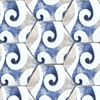 Carreau Barocco hexagone Sand/Blue Slowtile