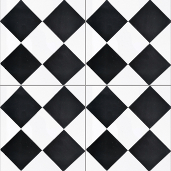 Damier cement Tile Black/White Carodeco