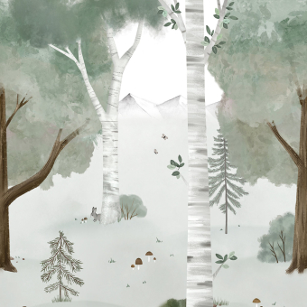 Papier peint panoramique Birch Forest Vert Lilipinso