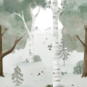 Papier Peint Intissé Panoramique Paysage Autumnal Birch Forest 200x154 Cm 85617236