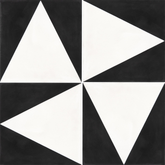 Carreau ciment Triangle snow white, black De Tegel