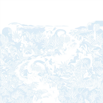 Papier peint panoramique Eternelles Bleu Pastel 150x330 cm - 3 lés - côté gauche Isidore Leroy
