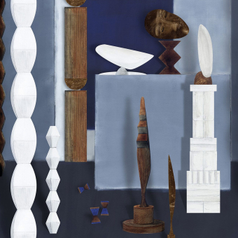 Papier peint panoramique L'atelier de Brancusi Bleu d'egypte Casamance