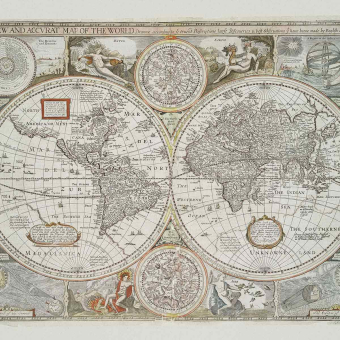 Historical Map Linen Panel