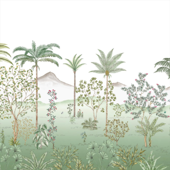 Papier peint panoramique Jardin des Oiseaux Jade 150x330 cm - 3 lés - Partie A Isidore Leroy