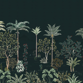 Papier peint panoramique Jardin des Oiseaux Nuit 150x330 cm - 3 lés - Partie A Isidore Leroy