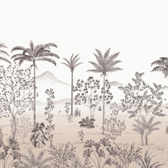 Papier peint panoramique Jardin des Oiseaux Bois de Rose 150x330 cm - 3 lés - Partie A Isidore Leroy