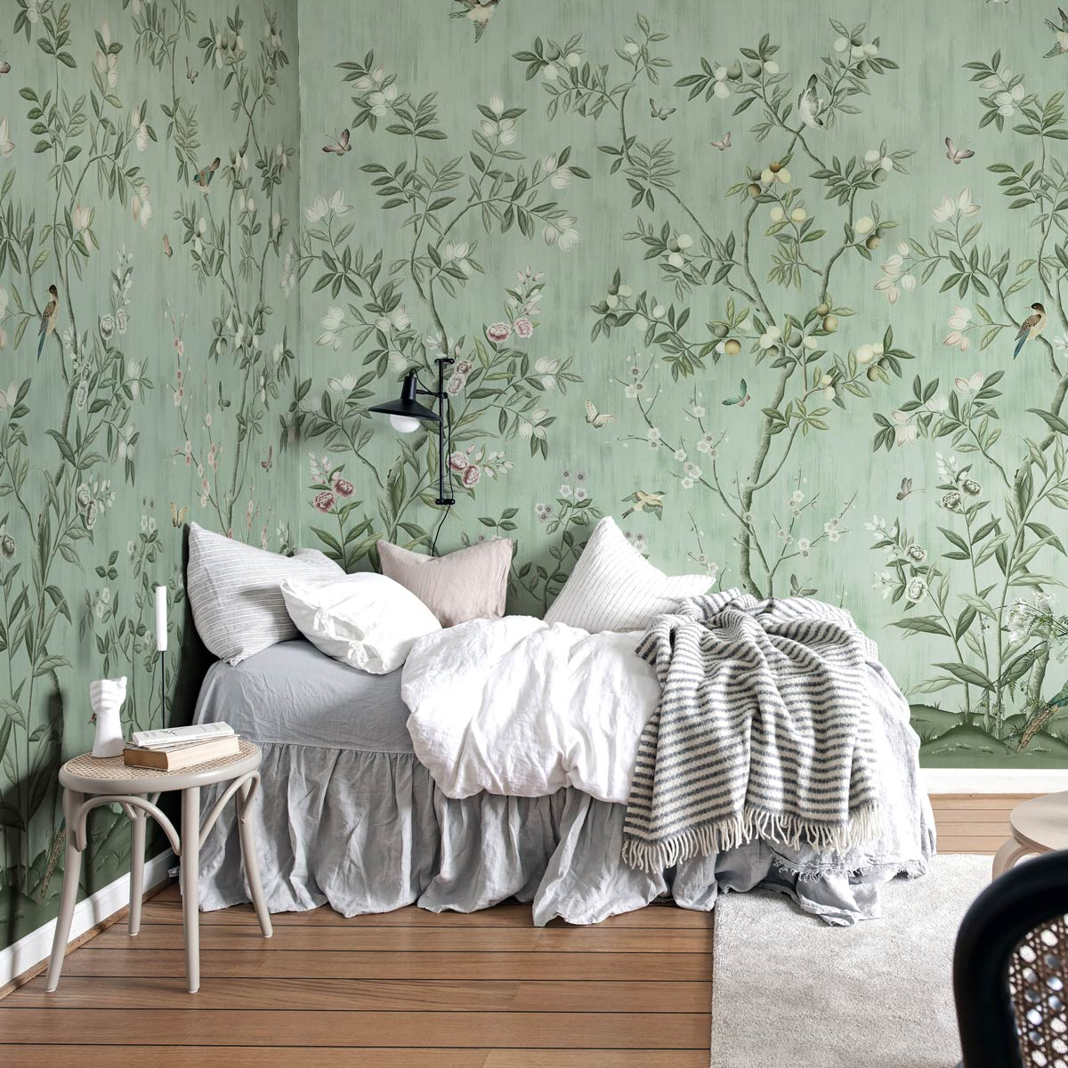 Floral Brick Wallpaper - Arthouse Shabby Chic Floral Brick Wallpaper