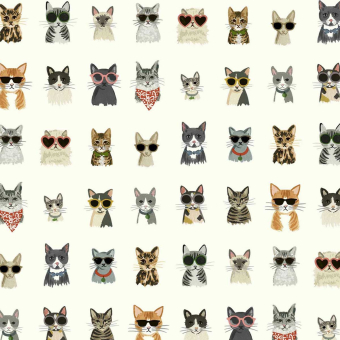 Cool Cats adhesive wallpaper White Multi Rifle Paper Co.