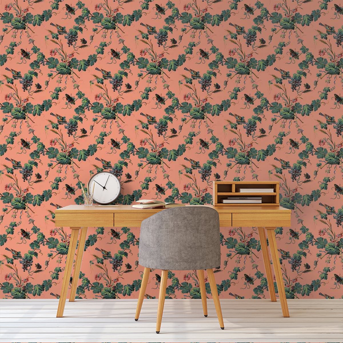 Tenture Murale Tapisserie Fabris Giancarlo Venise Italie - Motif Oiseaux Et Rouleaux 193x132cm Multicolore