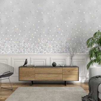 Papier peint panoramique Tangram Gris Jaune