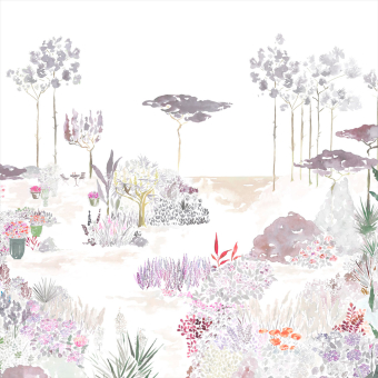Papier peint panoramique Jardin de France Gris rose