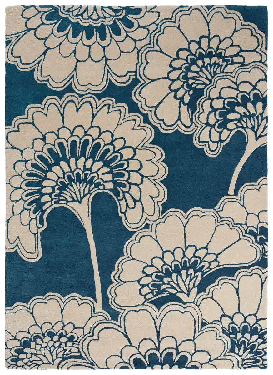 Japanese Floral Midnight Rug - Florence Broadhurst