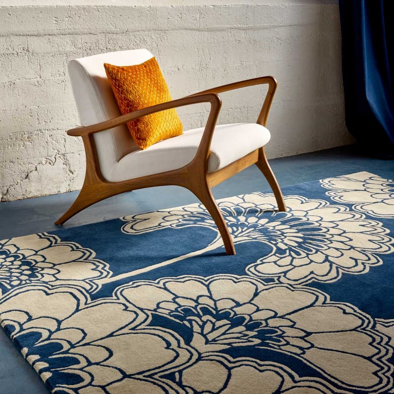 Japanese Floral Midnight Rug - Florence Broadhurst
