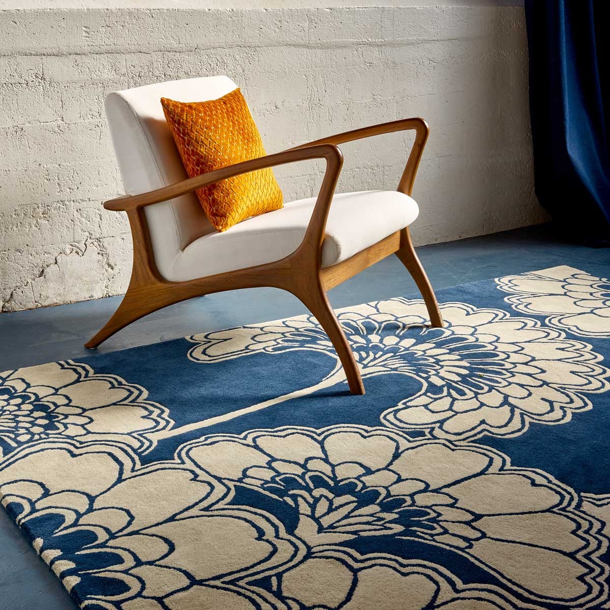 Japanese Floral Midnight Rug - Florence Broadhurst