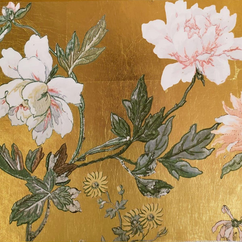 Papel pintado mural Grullas japonés (Multicolor, Floral, 10 x 0,53 m)