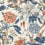 Hill Garden Wallpaper Thibaut Brick and Navy T13655