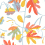 Matisse Leaf Wallpaper Thibaut Coral and Yellow T16206