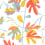 Matisse Leaf Wallpaper Thibaut Coral and Yellow T16206