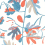 Matisse Leaf Wallpaper Thibaut French blue and Coral T16207