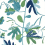 Carta da parati Opacoisse Leaf Thibaut Green and Blue T16209