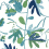 Matisse Leaf Wallpaper Thibaut Green and Blue T16209