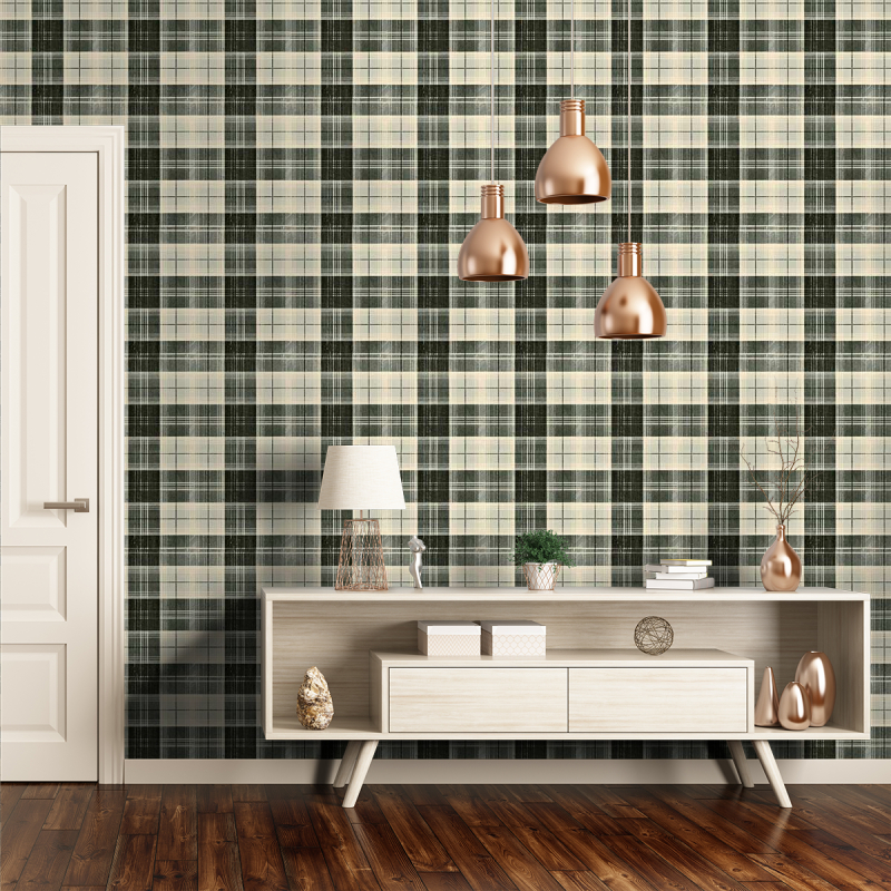 Mind The Gap Countryside Plaid Wallpaper in Gray/Black