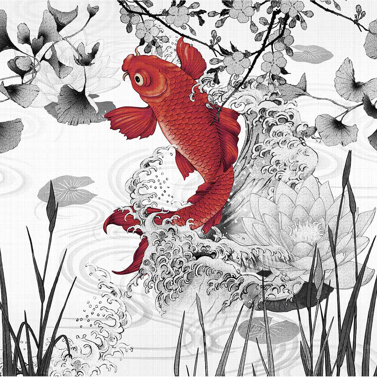 3D personnalisé Lotus étang plancher peinture Photo papier