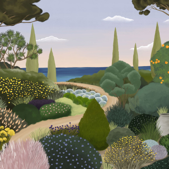 Papier peint panoramique Jardin Méditerranéen
