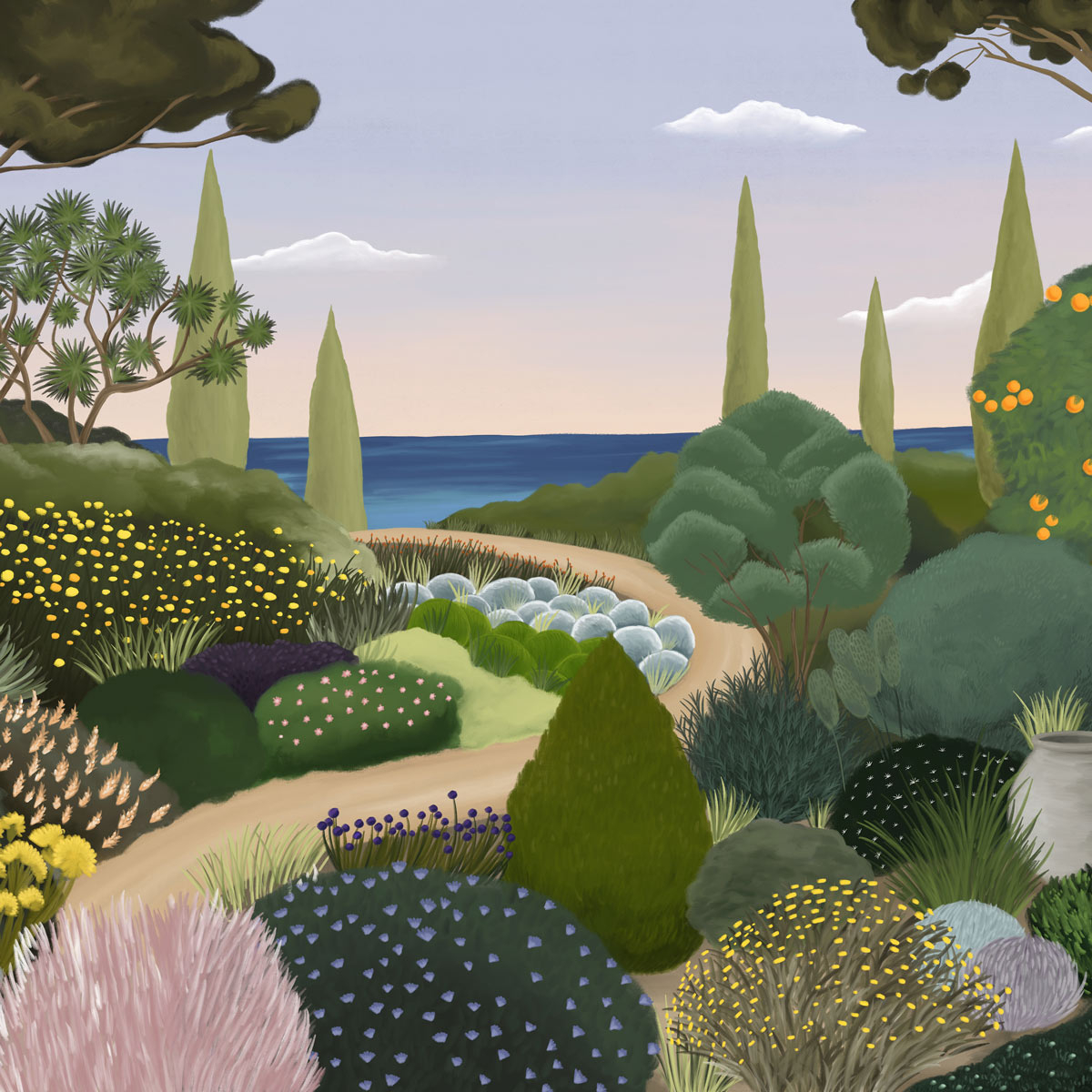 Papier peint panoramique - Les jardins de Nhi beige naturel