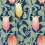 Papel pintado Tulibe Canterbury Initiales ROSE ET BLEU NUIT AC9203