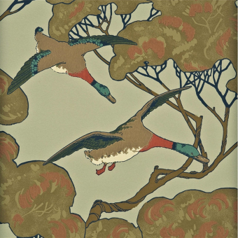 Papier peint Flying Ducks Aqua Mulberry