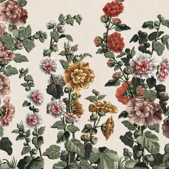 Carta da parati panoramica Roses Trémières Ivoire