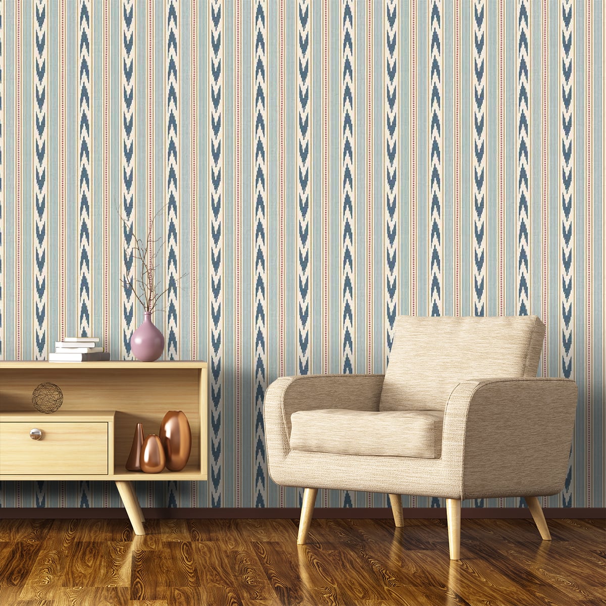 Newport Stripe Wallpaper - Mulberry, image size:1200x1200